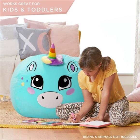 Stuffed Animal Storage, Velvet Bean Bag Chairs Cover, Large 32" Ultra Soft Toy - Picture 3 of 7